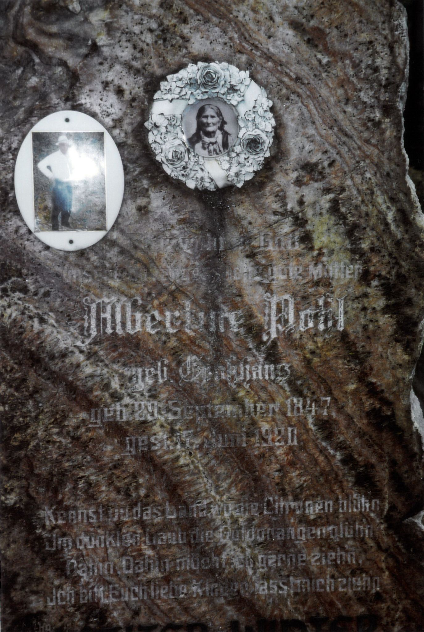 Grabstein von Albertine Pohl und Walter Winter (Detail)